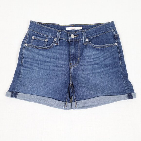 Levi's Mid Length Jean Shorts Women's 27 Stretch Denim - Picture 1 of 8